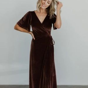 Baltic Born Meghan Velvet Wrap Maxi Dress -Dusty Plum